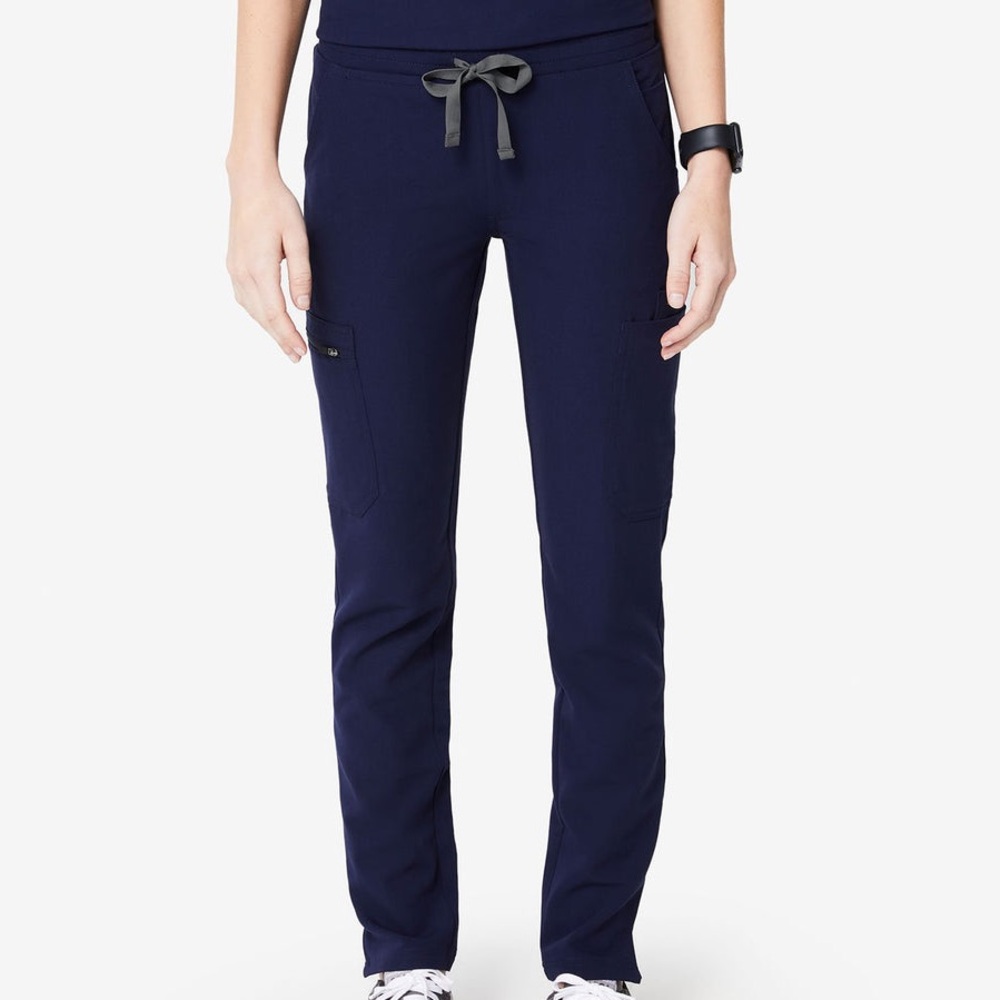 Figs Yola Elastic Waistband Skinny Scrub Pants in Navy Blue Size XXS petite
